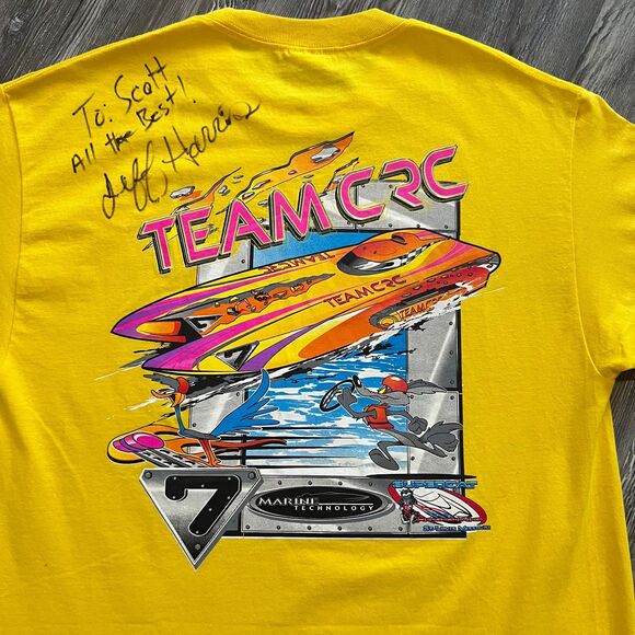 Vintage Team CRC Superboat Loony Tunes Shirt with Jeff Harris Signature L - Picture 7 of 8